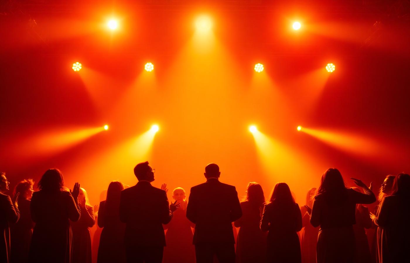 Gospel celebration under stage lights